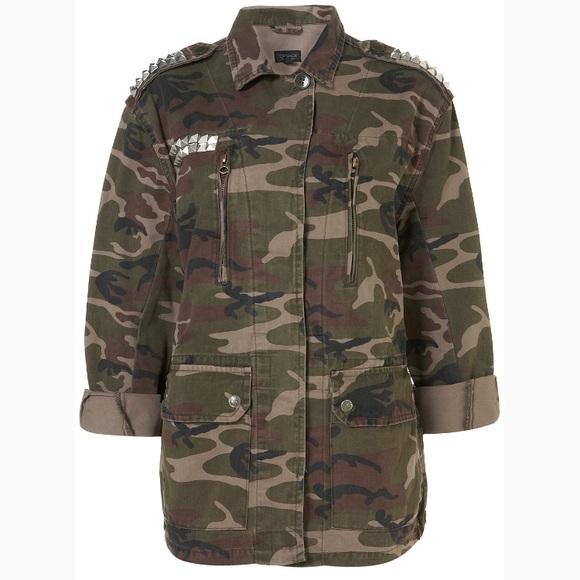 Topshop Jackets & Blazers - TOPSHOP Studded CAMO Military Jacket US2